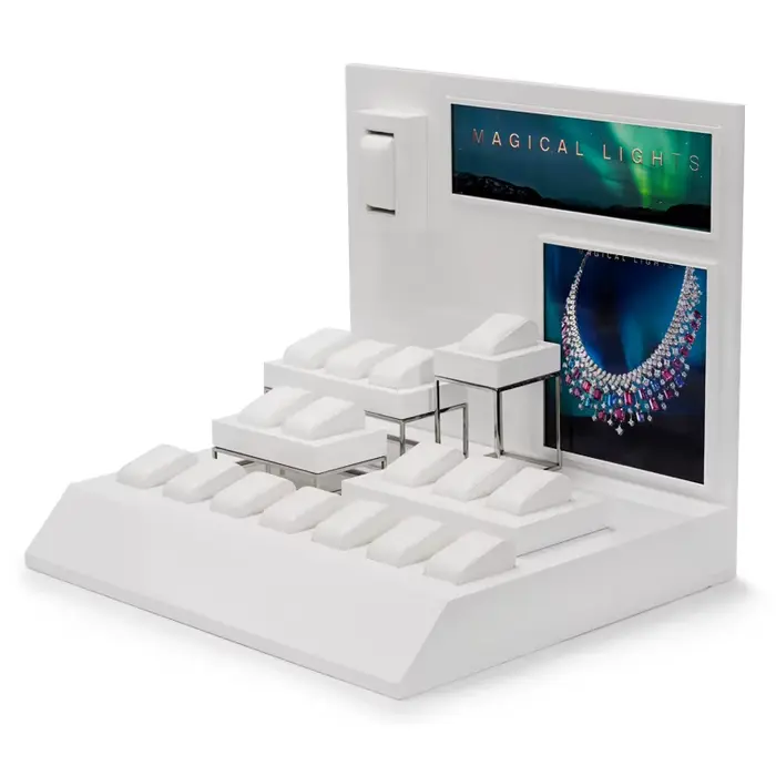 Oirlv-Support de montre en cuir blanc, présentoir, accessoires pour vitrine