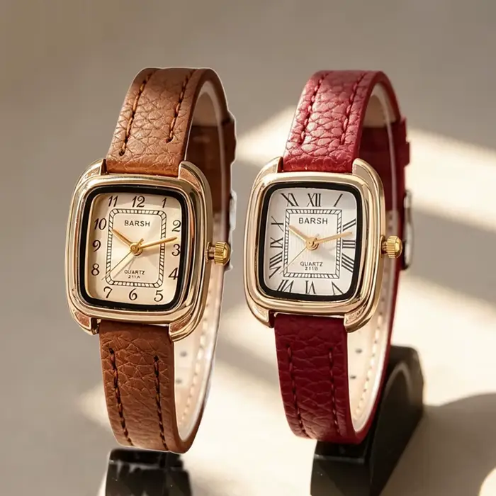 Montre-bracelet en cuir tendance pour femme