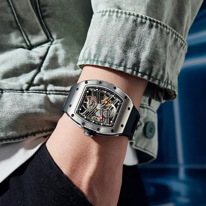Nouvelle montre Daniel Gorman automatique haute qualité acier inoxydable silicone pour hommes occasions spéciales