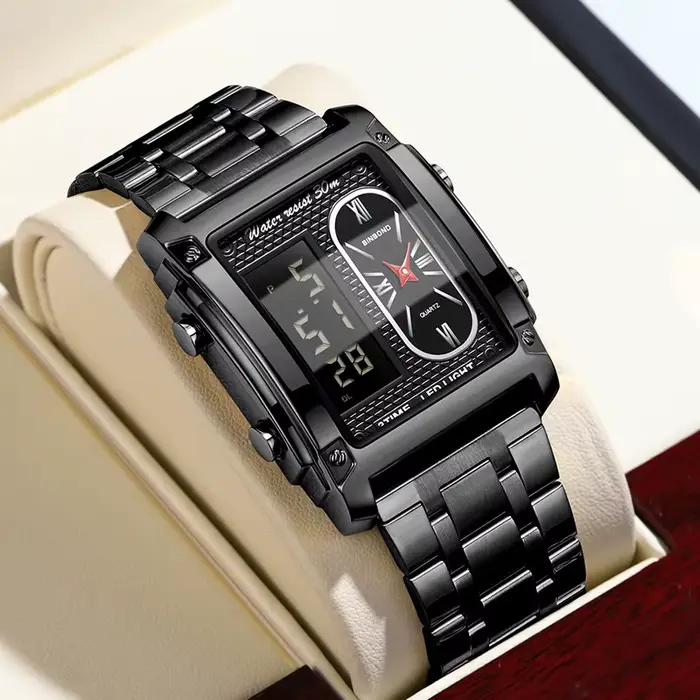 UTHAI H37 mode carré Double écran montre numérique pour hommes léger luxe loisirs sport étanche