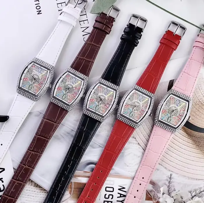 Mobangtuo femmes montre à Quartz Tonneau ovale diamant Orologio avec chiffres colorés cadran Reloj Mujer horloge de luxe dames montre-bracelet