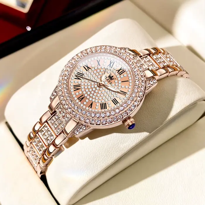 OLEVS – montre-bracelet à Quartz pour femmes, mode originale, cadran romain, diamant éblouissant, ét