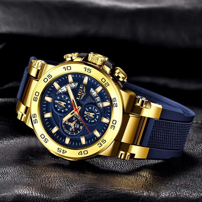 Montre-bracelet LIGE à quartz avec chronographe et résistance à l'eau pour hommes, occasionnels, sportifs, élégants et multifonctionnels
