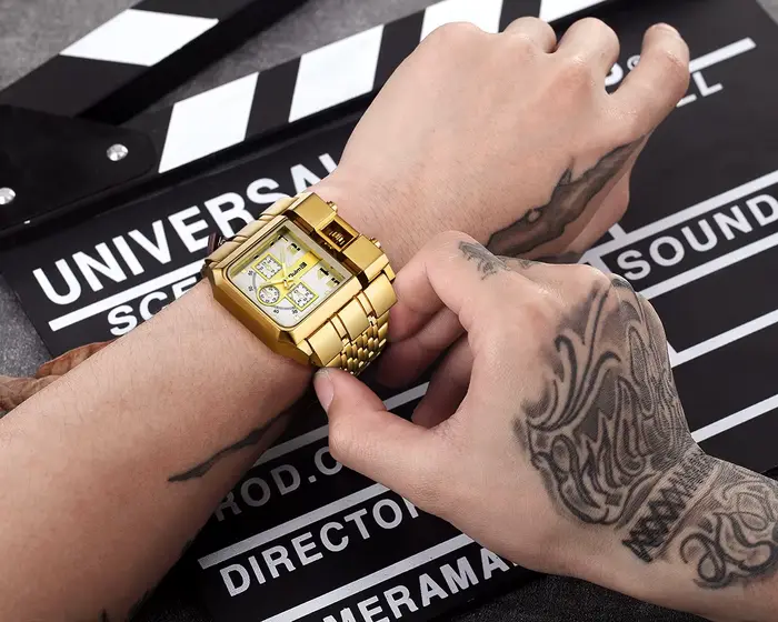 Oulm-Montre de marque de luxe en acier inoxydable pour homme