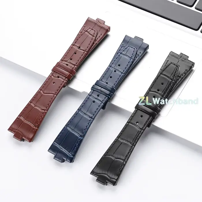Bracelet de montre en cuir de haute qualité 25mmx8.5mm pour Vacheron Constantin Overseas 47450 49150 47040 4500V 5500V