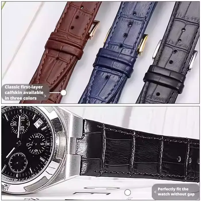 Bracelet de montre en cuir véritable à dégagement rapide