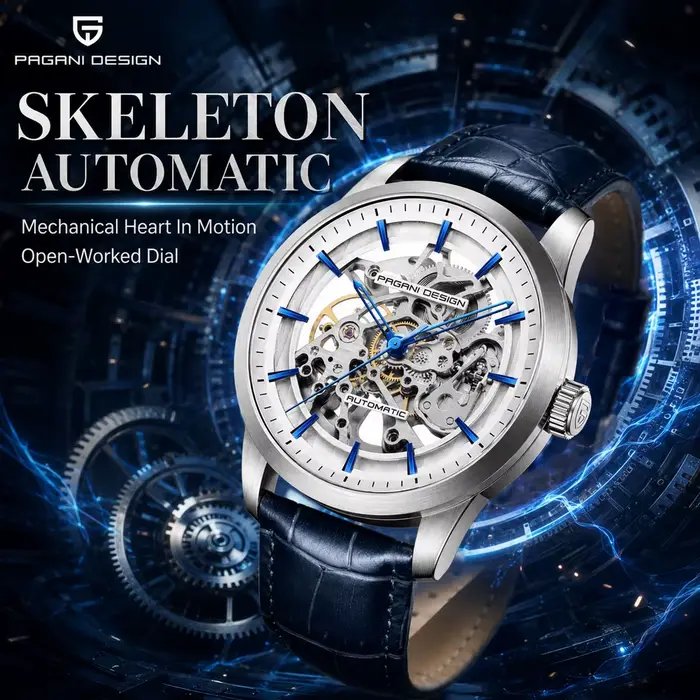 Montre PAGANI DESIGN Automatique 43mm Squelette Antiquité Élégante Occasions Spéciales