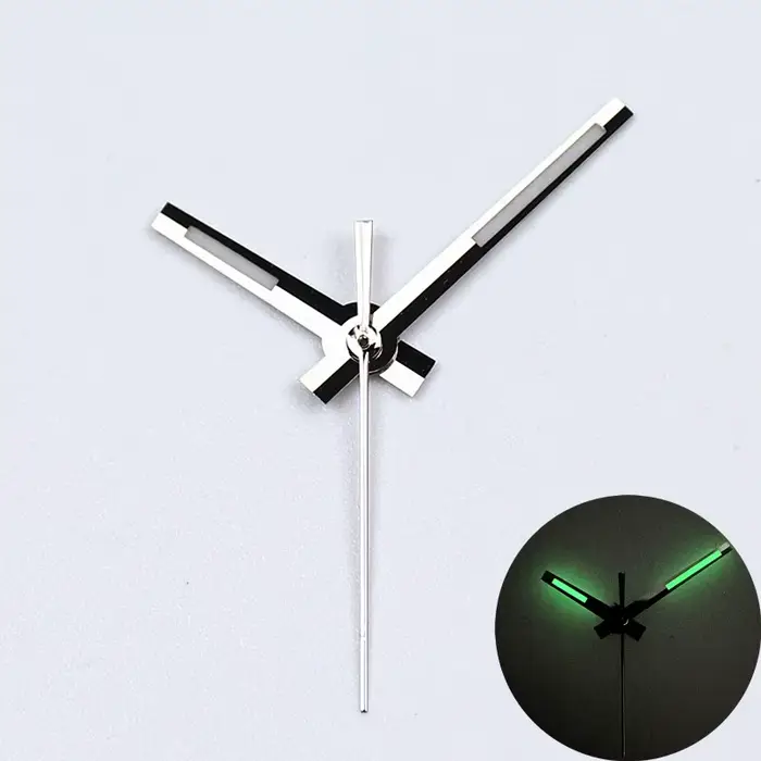 Aiguilles de montre en argent poli de qualité supérieure, 8 couleurs, C3 Bgw9 vert bleu lumineux, po