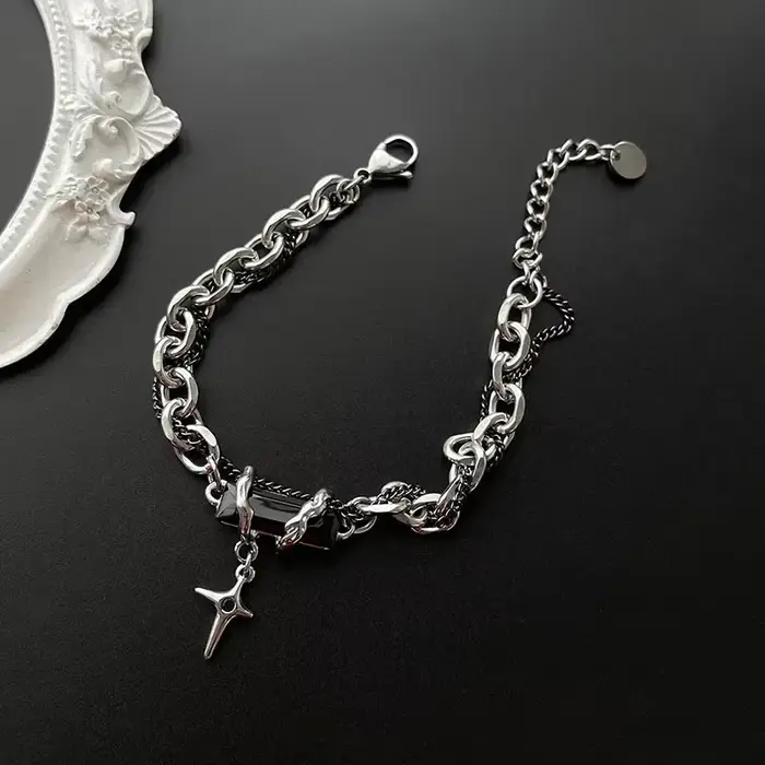 Bracelet rétro en Zircon noir pour hommes et femmes