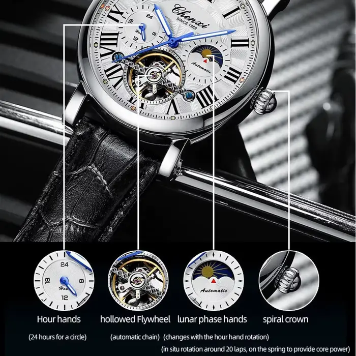 CHENghts-Montre de Luxe avec Bracelet en Cuir pour Homme