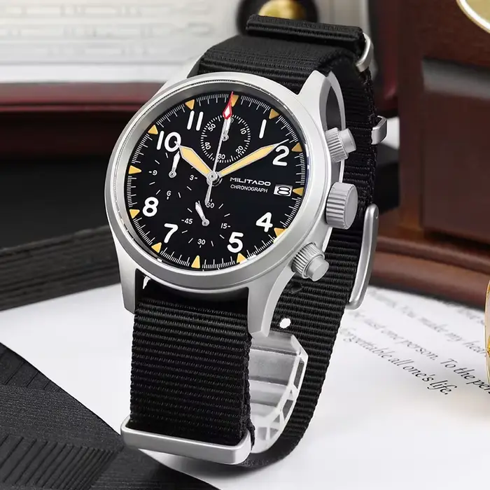 Militado ML1868KF montre à Quartz 3 cadrans VK67 chronographe mouvement en acier inoxydable