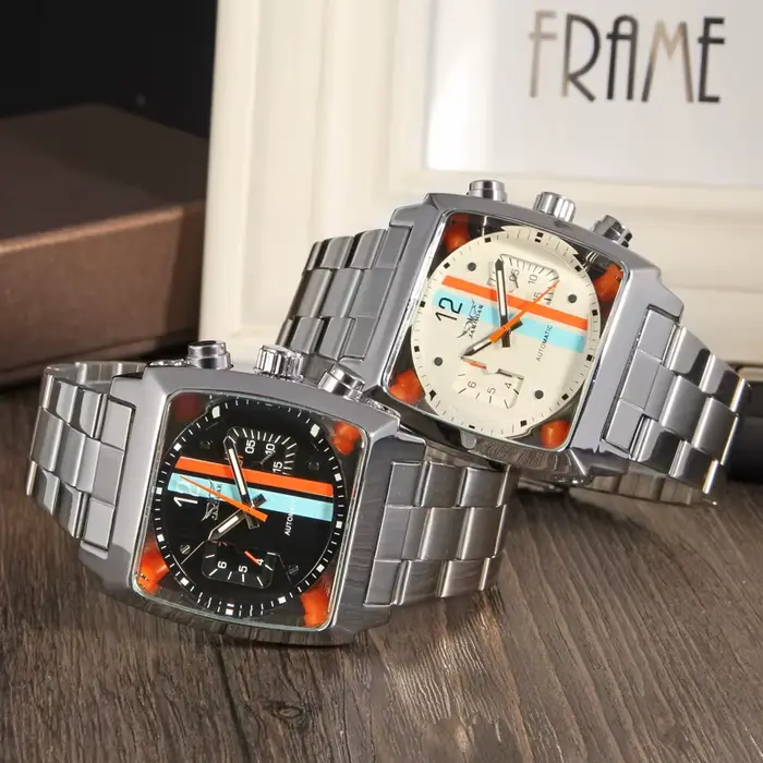 Montre Jaragar automatique en acier inoxydable vintage multifonctionnelle pour hommes occasions spéciales