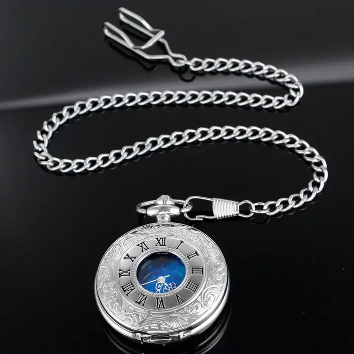 JOMen-Montre de Poche à Quartz Vintage en Argent