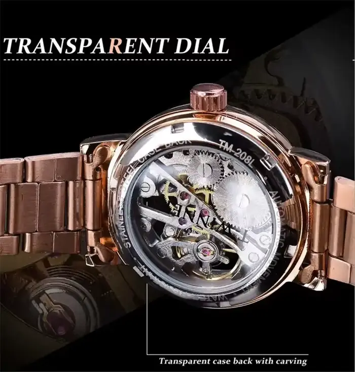Montre T-Winner en or rose avec ventilation manuelle pour femmes mode et décontracté pour diverses occasions et activités quotidiennes