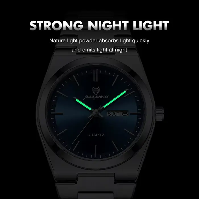 PAAZOMU Montre à quartz ultra-fine pour hommes et femmes, style minimaliste, étanche, lumineuse, bra
