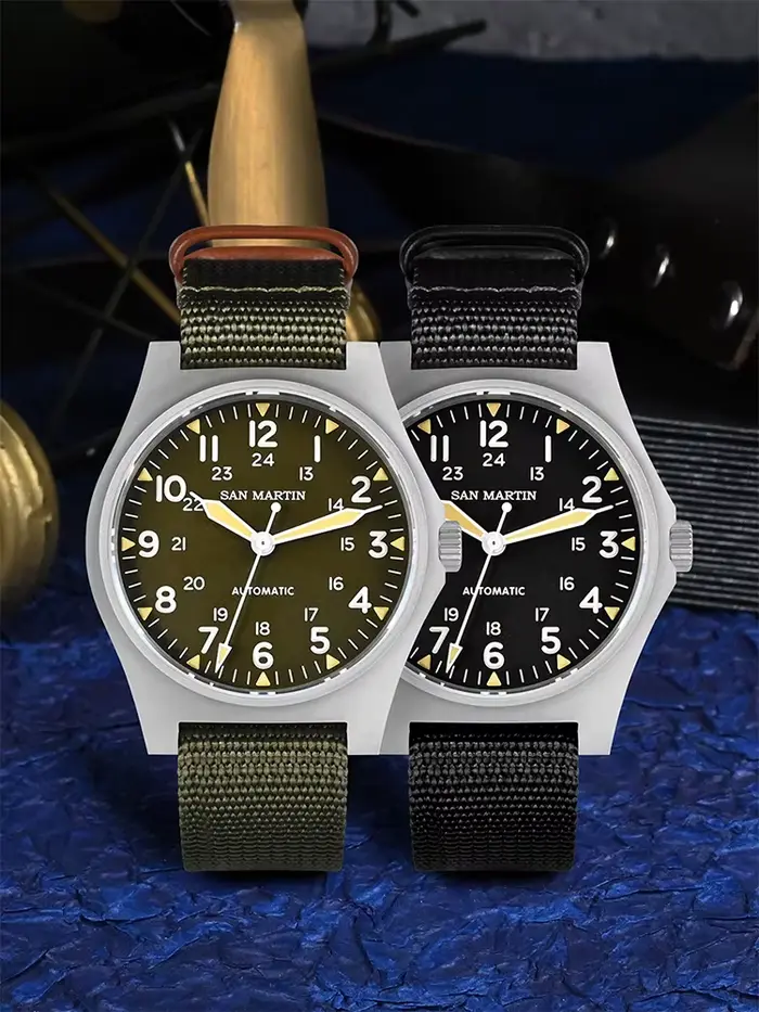 San Martin 38mm NH35 champ montres automatiques pour hommes Montre-bracelet horloge mécanique Simple pilote étanche 10ATM Montre SN0137