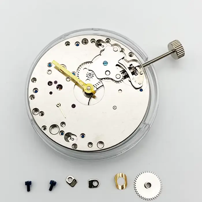 Mouvement mécanique Seagull ST3600 pour hommes avec petit deuxième mécanisme à 9 heures et boîtier de pierres précieuses rouge