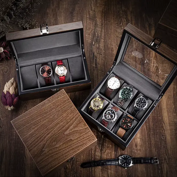 Boîte de rangement en bois de noyer pour montres de luxe élégante à offrir pour homme et femme pour collection et présentation montres occasions spéciales