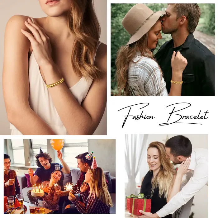 Bracelet-montre de luxe en acier inoxydable pour femmes styles modernes occasions spéciales doré plaqué argent