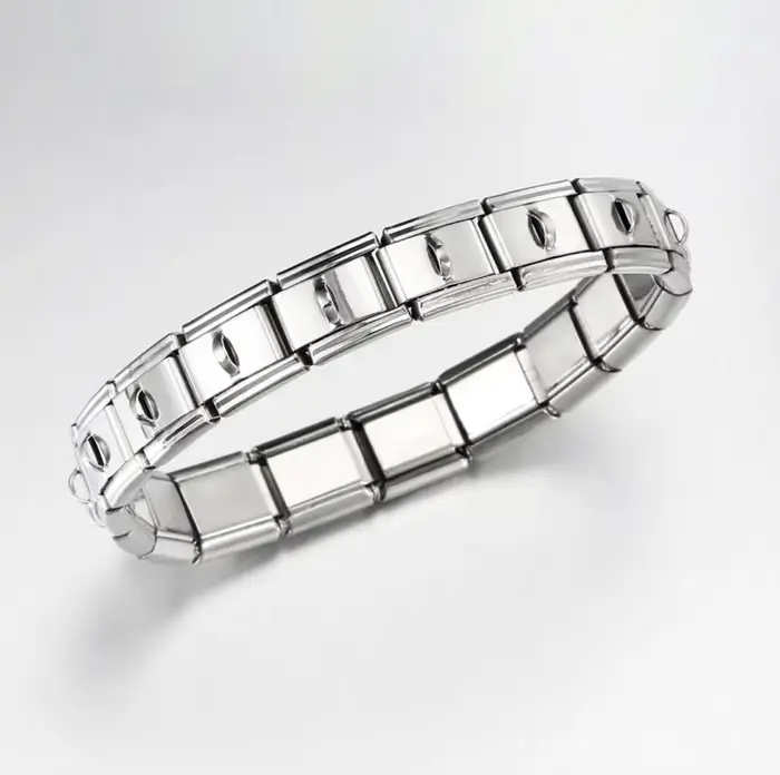 Bracelet à breloques italiennes DIY, maillons de base en acier inoxydable de 9 mm avec boucles pour 