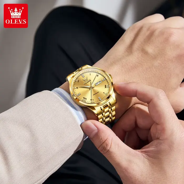 OLEVS affaires or hommes montres haut de gamme de luxe automatique montre mécanique