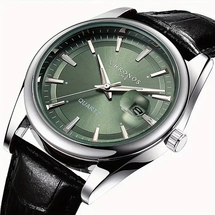CHRONOS hommes montre-bracelet à Quartz classique avec calendrier cadran lumineux bracelet en cuir décontracté affaires loisirs montres de sport de plein air