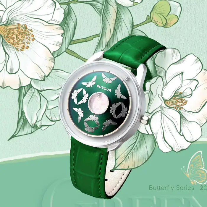 EUTOUR 2025 montre magnétique papillon élégante pour femmes thème de jardin d'été accessoire élégant