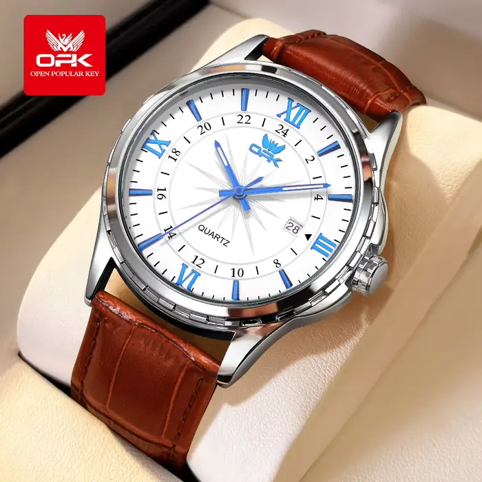 Montres OPK 6003 pour homme, bracelet en cuir, étanches, lumineuses, élégantes, montres de mode pour