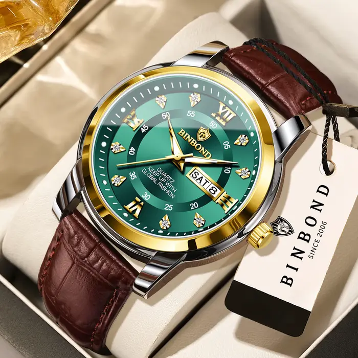 Montres-bracelets de luxe étanches BINBOND pour hommes, quartz, lumineuses, date automatique, précis
