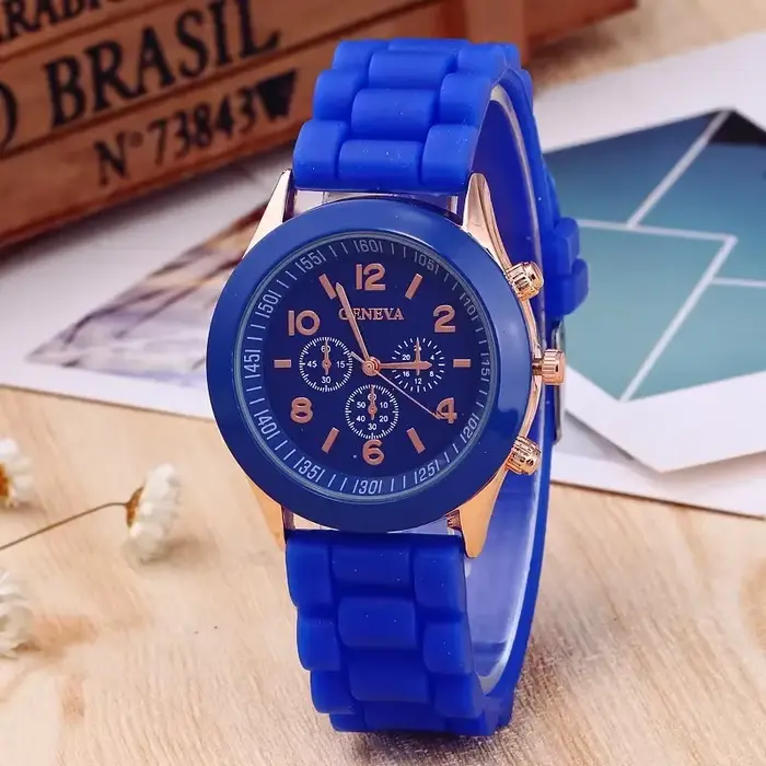 Célèbre marque genève dames montre de mode homme et femme étudiant Silicone Quartz montre-bracelet h