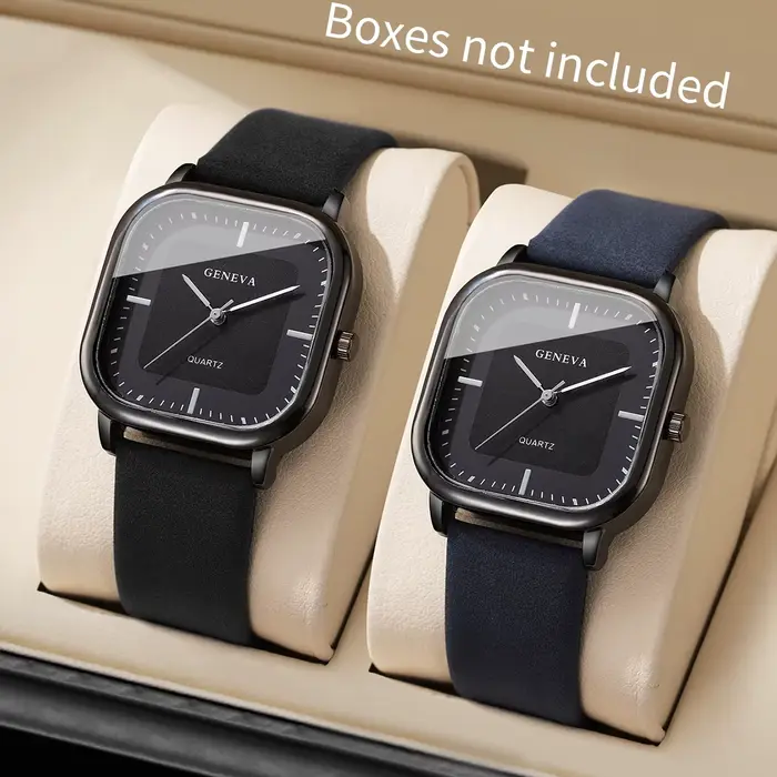 Bracelet en cuir pour hommes montre quartz carrée élégante à offrir pour occasions professionnelles et décontractées