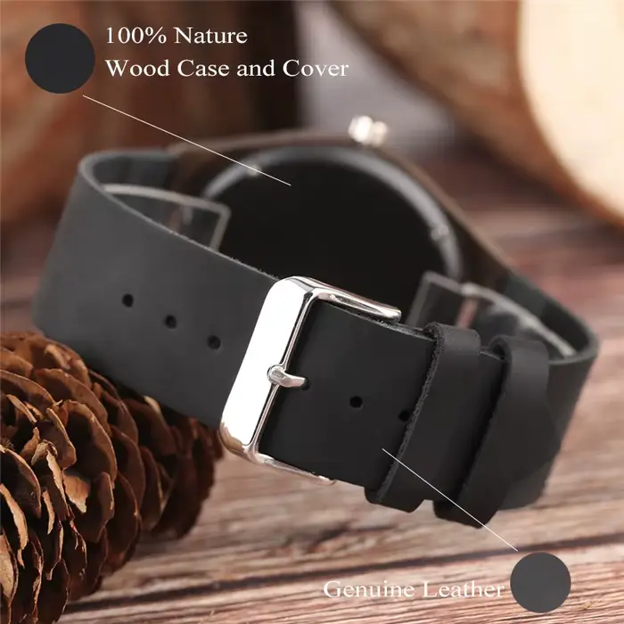 Montre quartz de luxe en bois de bambou pour hommes et femmes