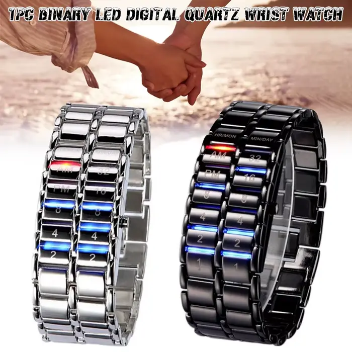 Montres de couple, montre-bracelet numérique à LED binaire