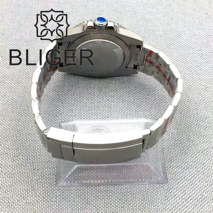BLIGER 40mm GMT montre pour hommes lumineux bleu rouge violet lunette insérer verre saphir acier inoxydable étanche Relogio Masculino