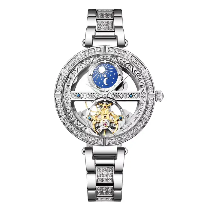 Dames montre automatique femme de luxe mode montre étanche pour femmes montres squelette Tourbillon 