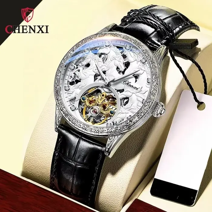 CHENXI 6029 montre hommes Design de mode cheval montres bracelet en cuir automatique