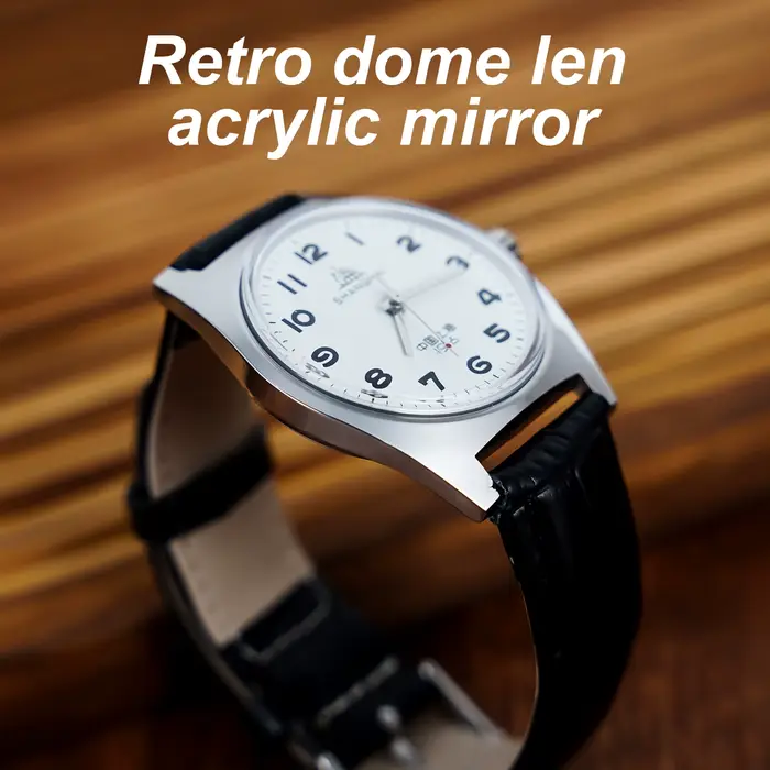 Montre-bracelet mécanique HEIMDALLR vintage pour homme avec mouvement manuel et bracelet en cuir pour occasions spéciales
