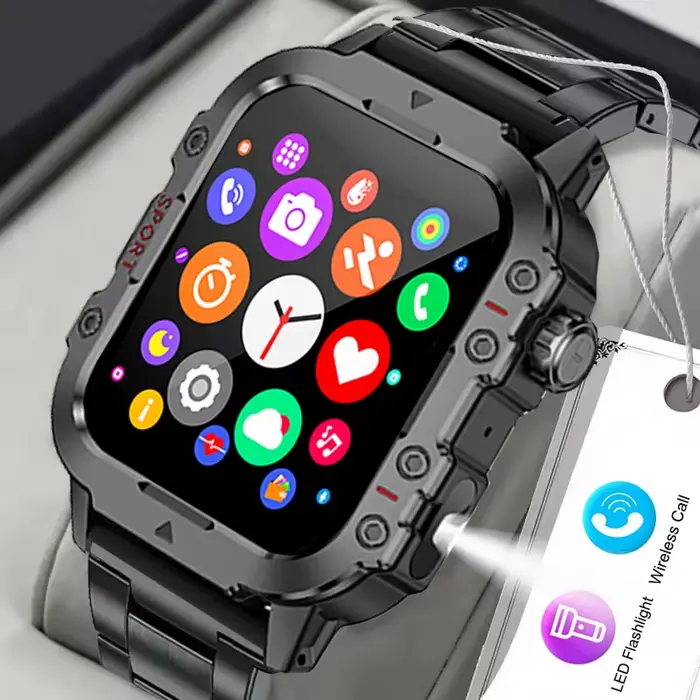 Montre connectée militaire COTAUL avec GPS, suivi sportif et santé, rappel d'appel et message, cadrans personnalisables pour hommes occassions spéciales