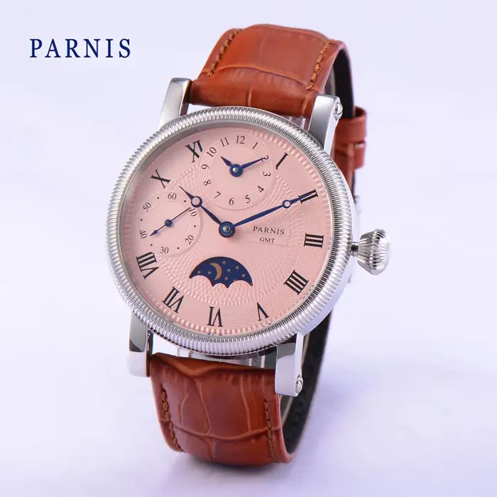 Montre-bracelet mécanique à remontage manuel pour homme, cuir confortable, résistance à l'eau, design mode et décontracté, parfait pour occasions spéciales