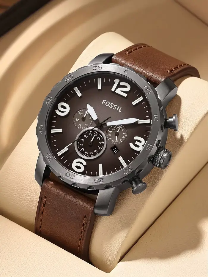 Montre chronographe surdimensionnée en acier inoxydable fumé à quartz pour homme grandes occasions spéciales et aventures