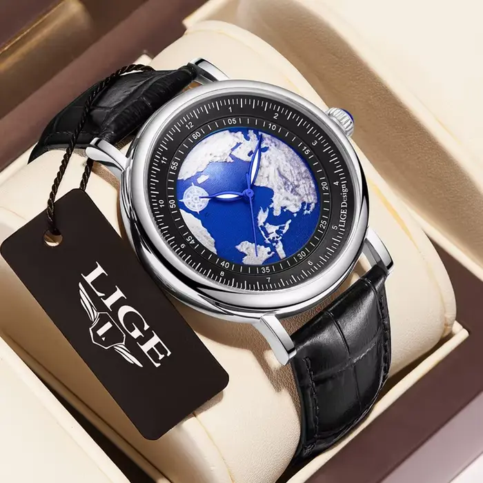 Montre à Quartz Tendance Homme Résistante à L'eau Avec Bracelet en Cuir Occasions Spéciales