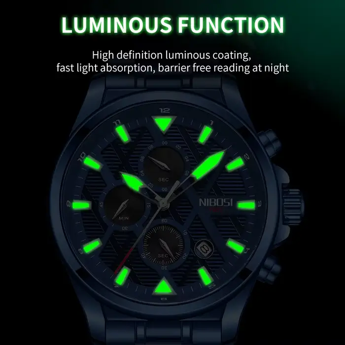 NIBOSI sport hommes montres haut de gamme de luxe Quartz étanche chronographe bleu montre-bracelet mâle horloge Relogio Masculino Reloj
