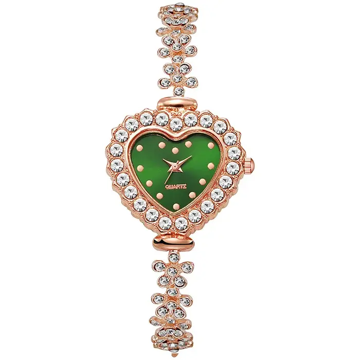 Montre à quartz à cadran en forme de cœur pour femme