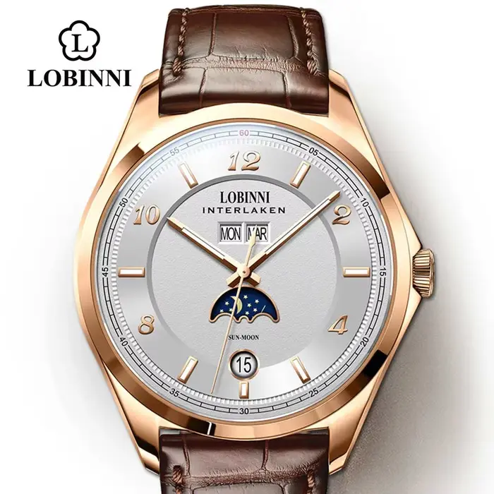 LOBINNI 40mm montres pour hommes mécanique haut de gamme calendrier Date luxe saphir cristal verre m