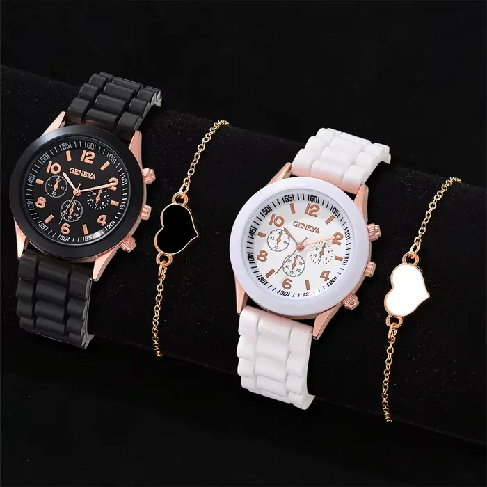 Ensemble de 1/2 montres en cuir décontractées pour couple
