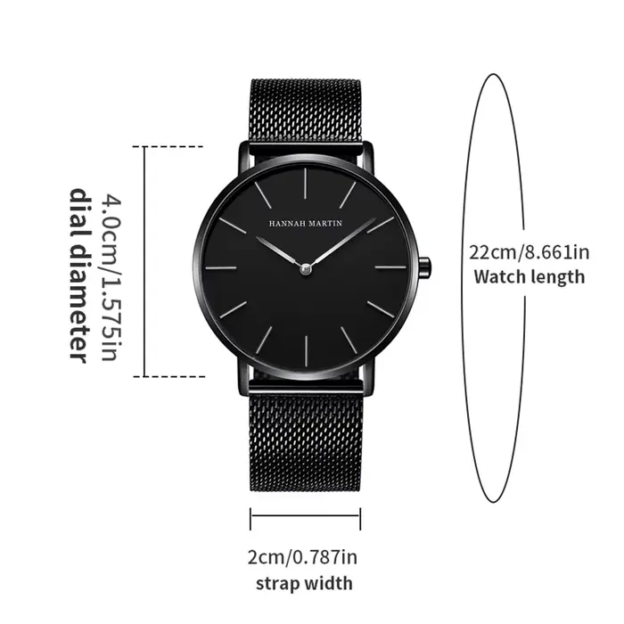 Hannah Martin montre à Quartz pour hommes d'affaires mouvement Original japonais en acier inoxydable décontracté Ultra