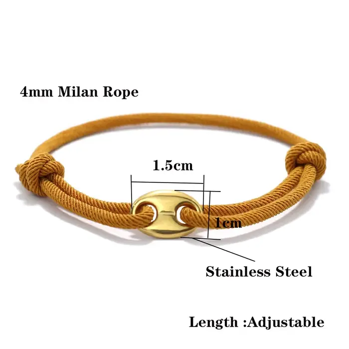 Bracelet homme style punk réglable en fil et acier inoxydable pour hommes occasions spéciales style marin chaîne corde ajustement parfait
