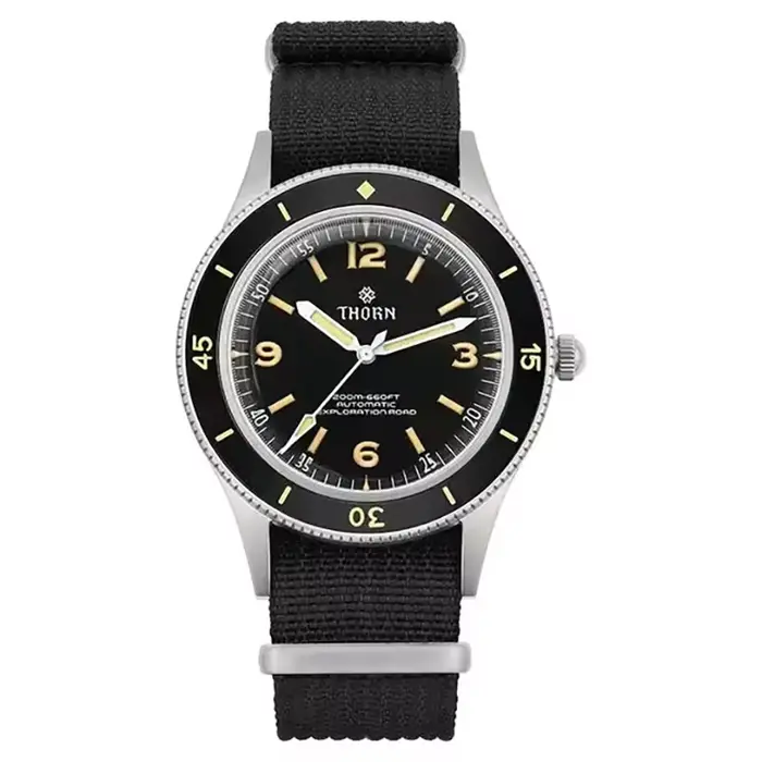 Thorn SHY033 – montre mécanique Vintage pour hommes, 50 brasses, mouvement automatique NH35, cristal