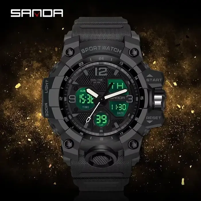 SANDA 6030 montre à Quartz militaire homme montre-bracelet étanche pour hommes horloge choc relogios masculino Top