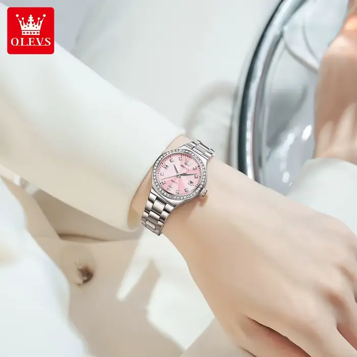 Nouvelle montre à Quartz 5628 pour femmes, bracelet en acier, lunette en Zircon, date automatique, résistante à l'eau, miroir en losange, élégante pour occasions spéciales